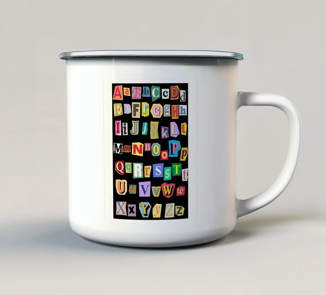 Scramble ABC tazza in smalto da Olivia Creator
