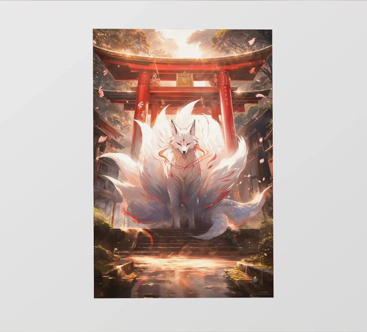 Mystic Kitsune Gateway pellicola backlit da Pixaverse