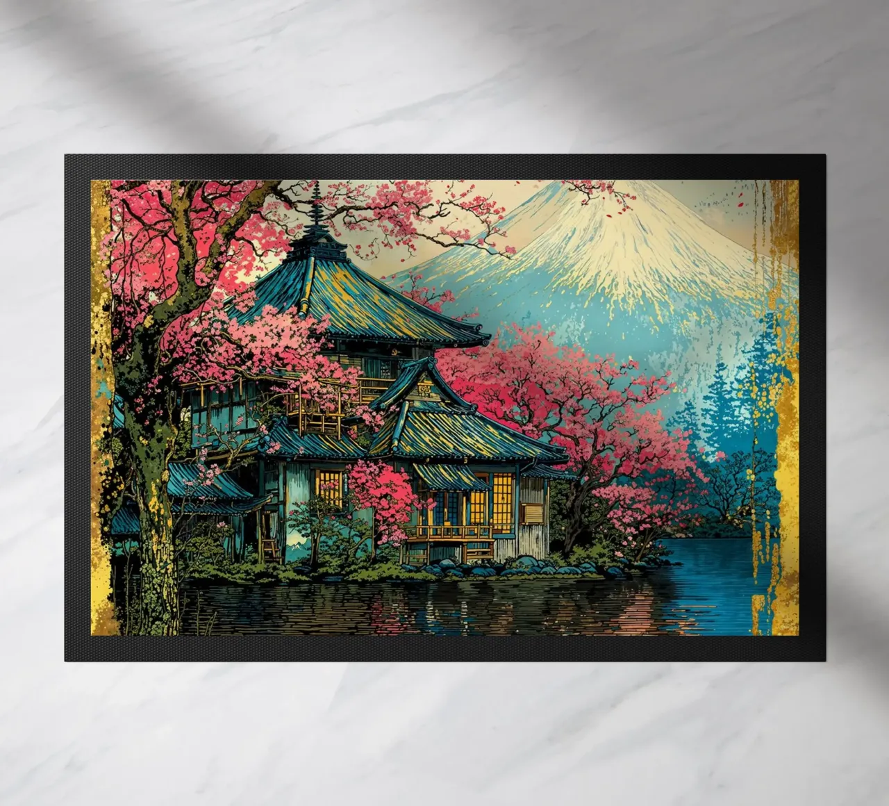 Fuji’s Sacred Bloom Retro Art zerbino da Pixaverse