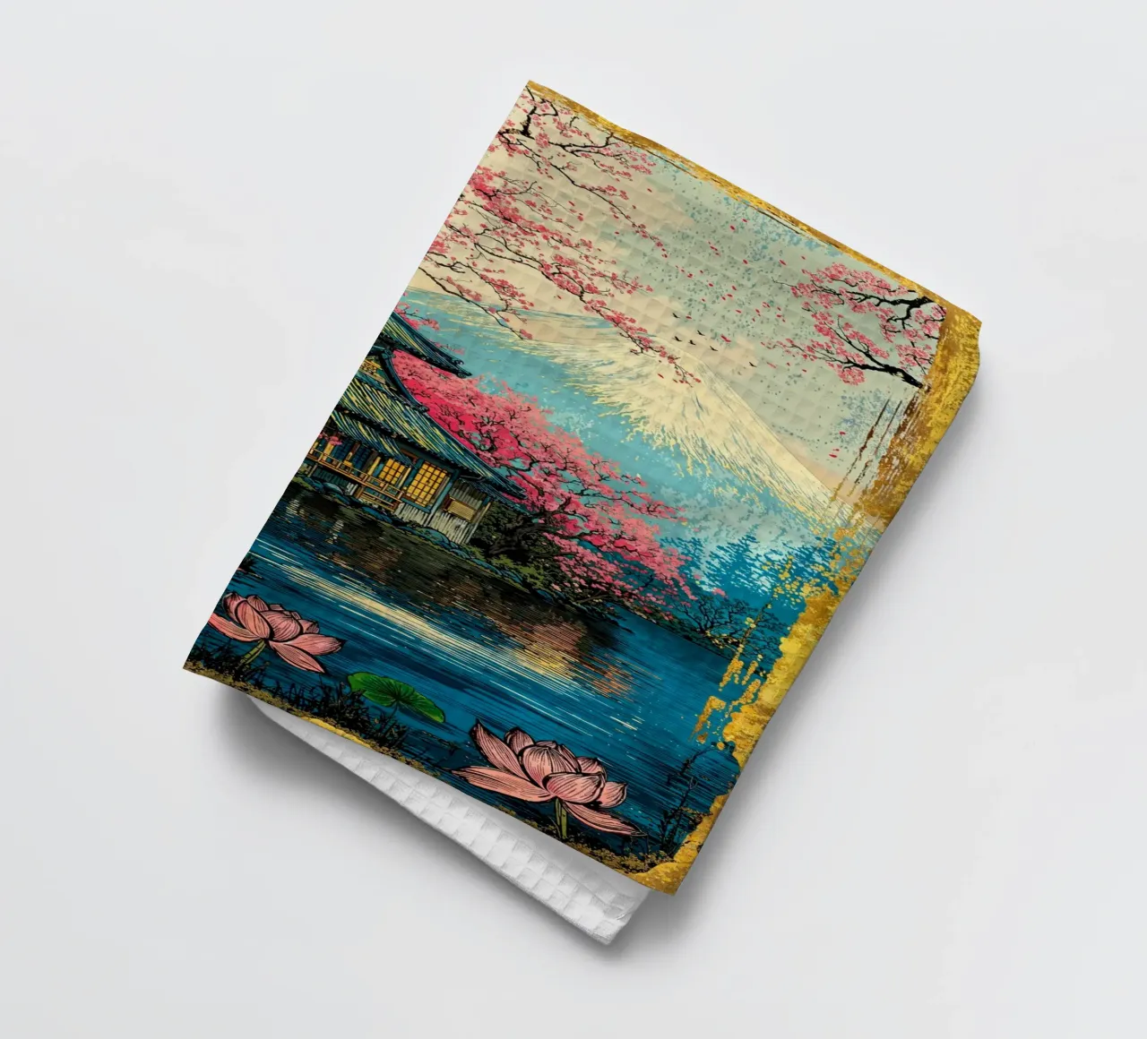 Fuji’s Sacred Bloom Retro Art canovaccio da cucina da Pixaverse
