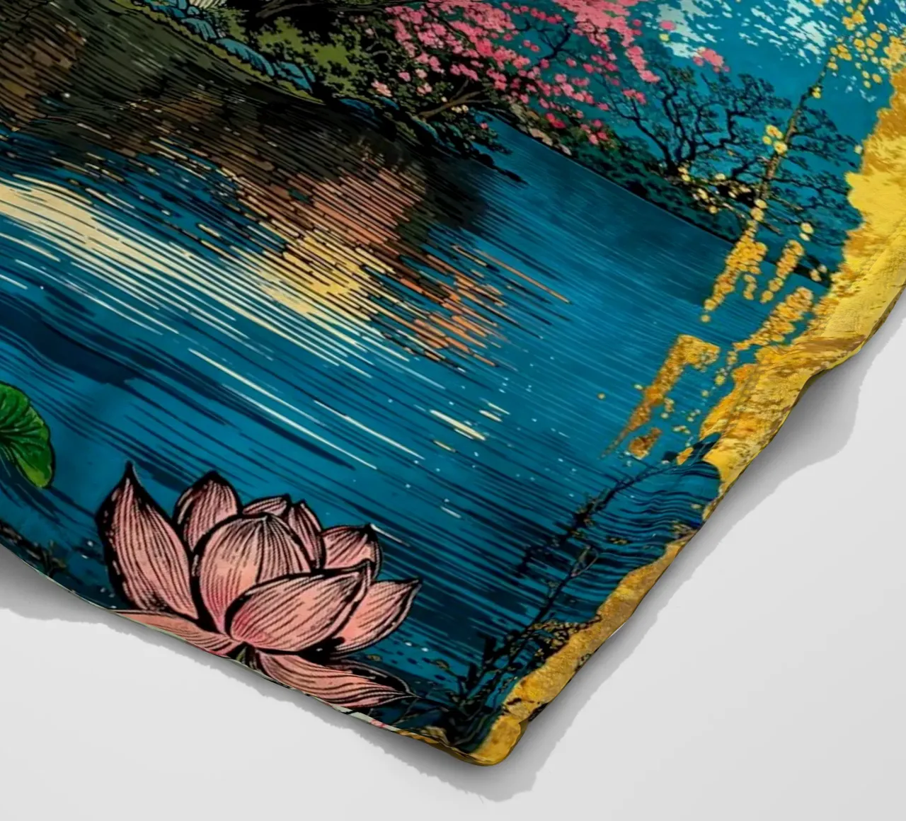Fuji’s Sacred Bloom Retro Art coperta in pile da Pixaverse