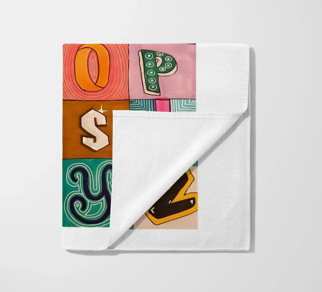 Colorfull Alphabet Grid beach towel by Olivia Creator