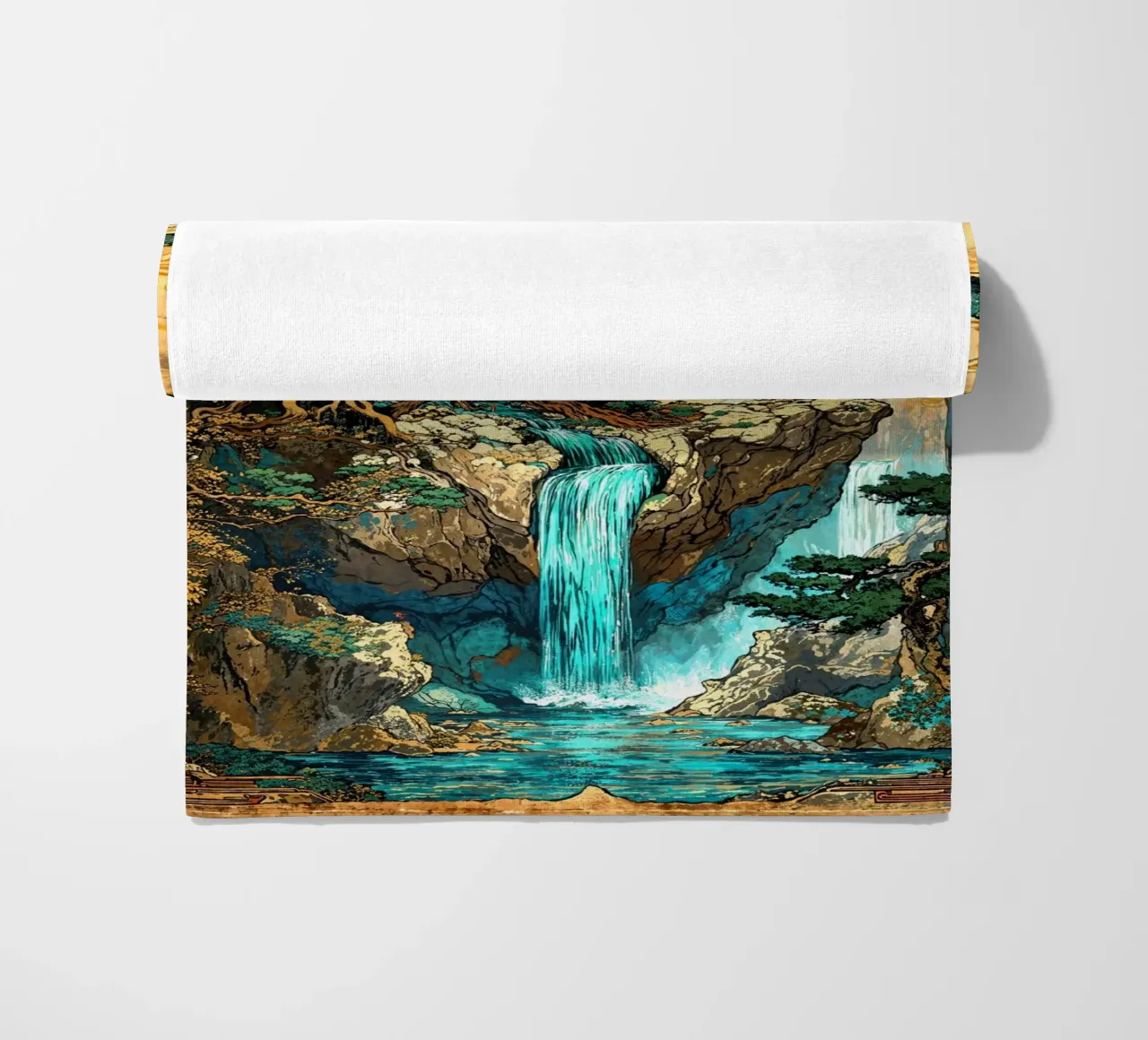 Vintage Bonsai Haven beach towel by Pixaverse