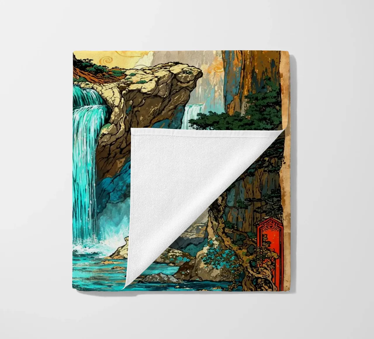 Vintage Bonsai Haven beach towel by Pixaverse