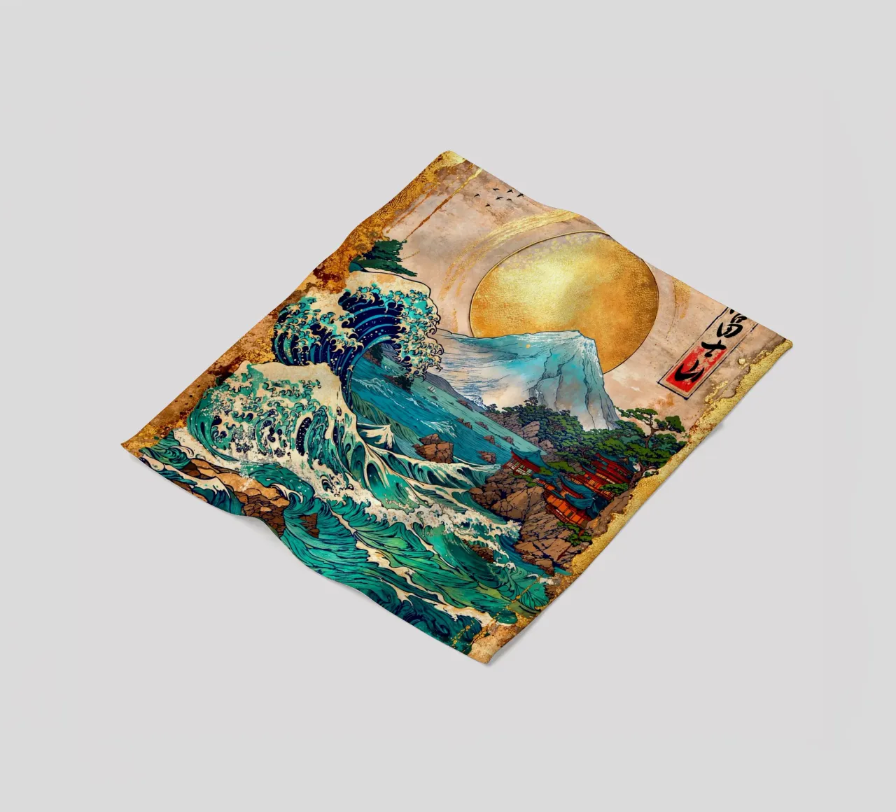 Mount Fuji and the Great Wave coperta in pile da Pixaverse