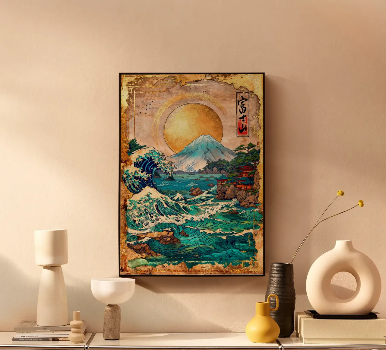 Mount Fuji and the Great Wave alluminio dibond da Pixaverse