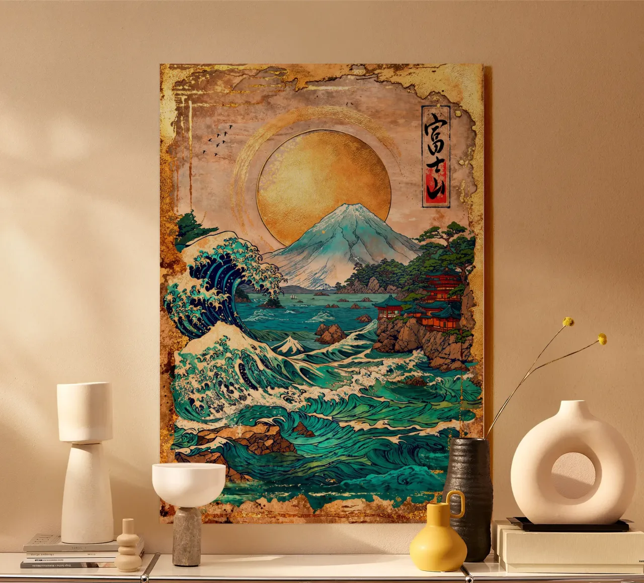 Mount Fuji and the Great Wave alluminio dibond da Pixaverse
