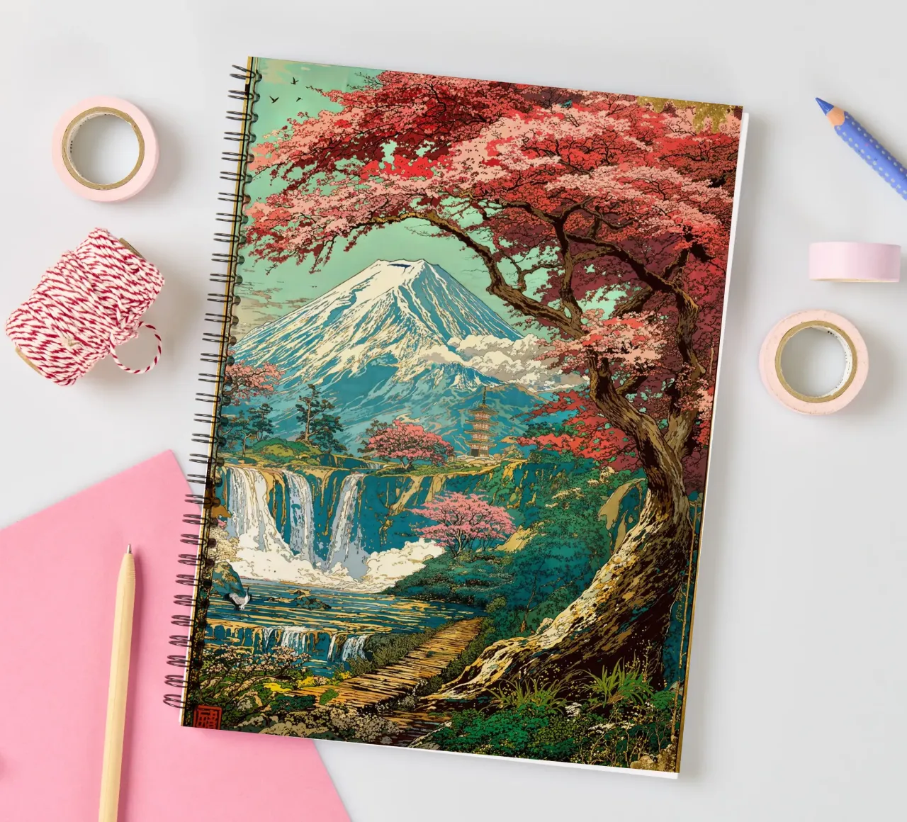 Horizon of the Fuji Sakura Shrine Ringbuch von Pixaverse