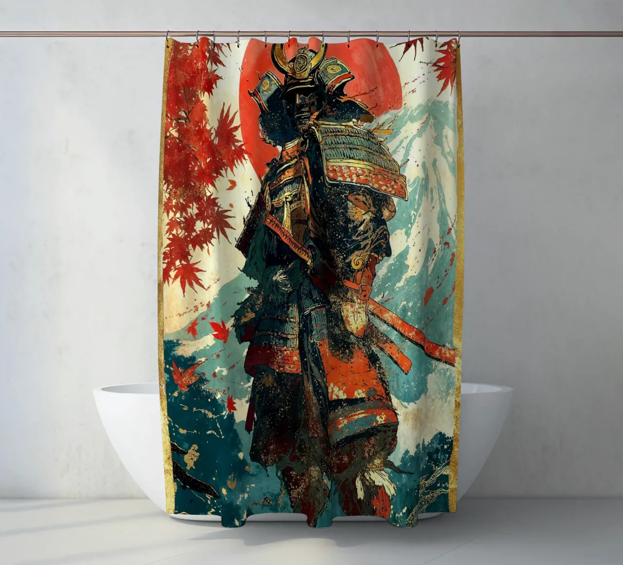 Samurai of Crimson Dawn douchegordijn van Pixaverse