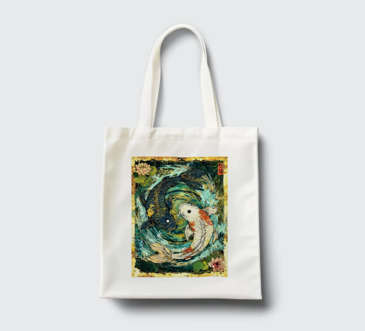 Koi Fish Yin Yang Harmony Art borsa in juta da Pixaverse