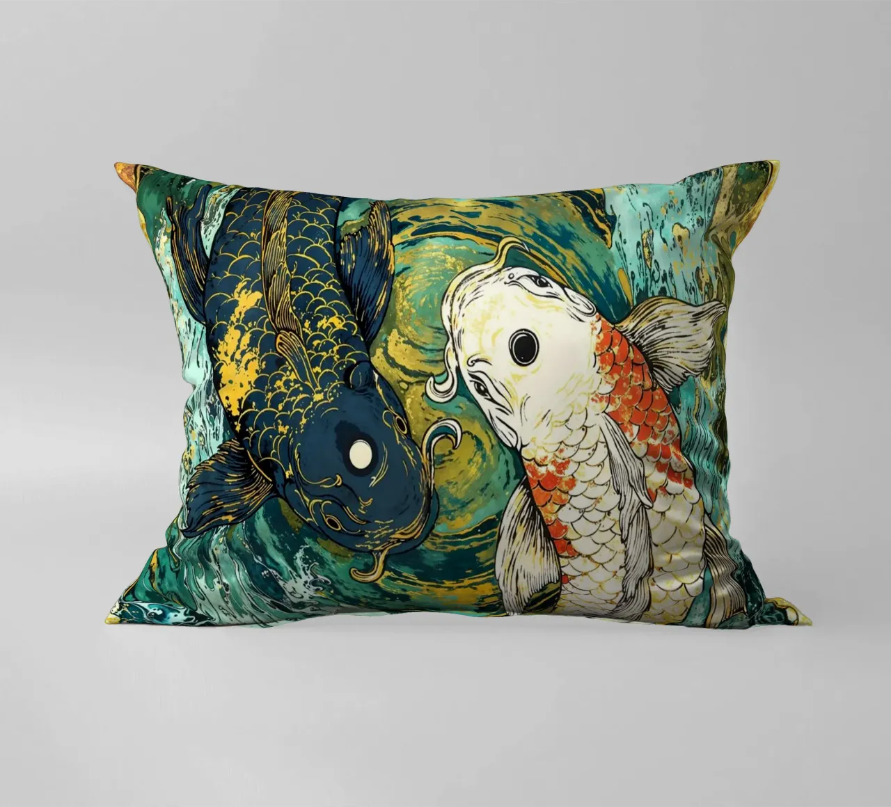 Koi Fish Yin Yang Harmony Art cuscino da Pixaverse