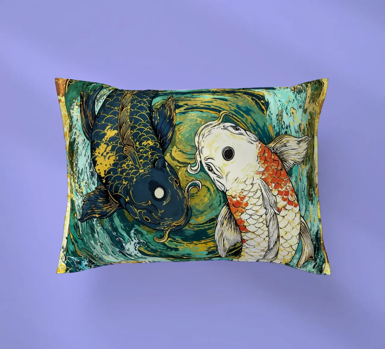 Koi Fish Yin Yang Harmony Art cuscino da Pixaverse