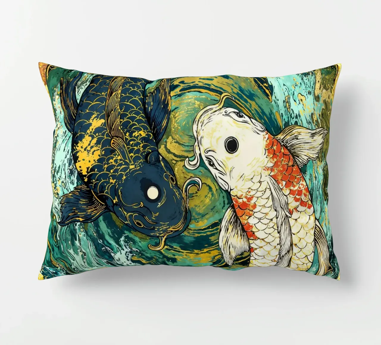 Koi Fish Yin Yang Harmony Art cuscino da Pixaverse