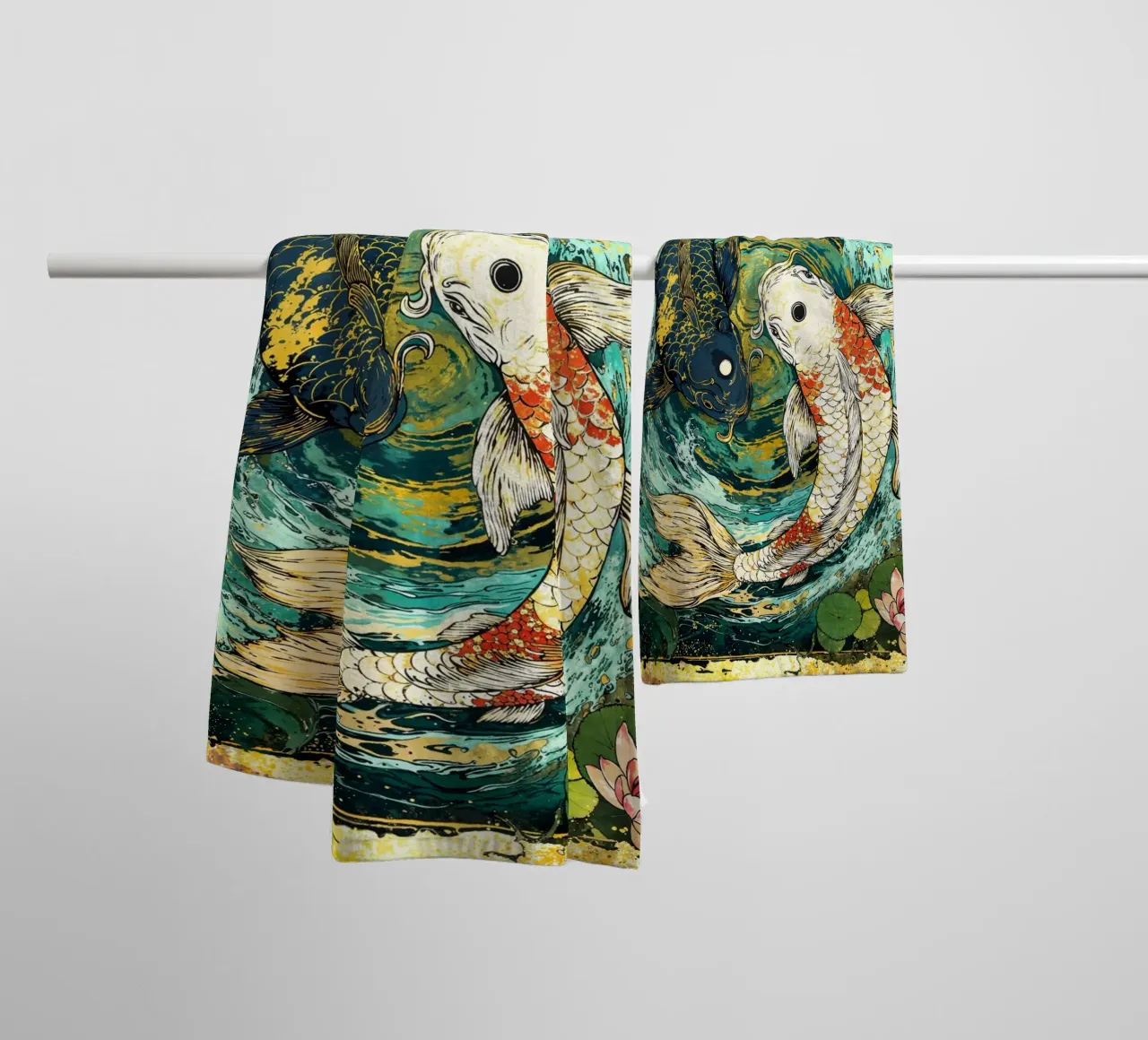 Koi Fish Yin Yang Harmony Art asciugamano da bagno da Pixaverse