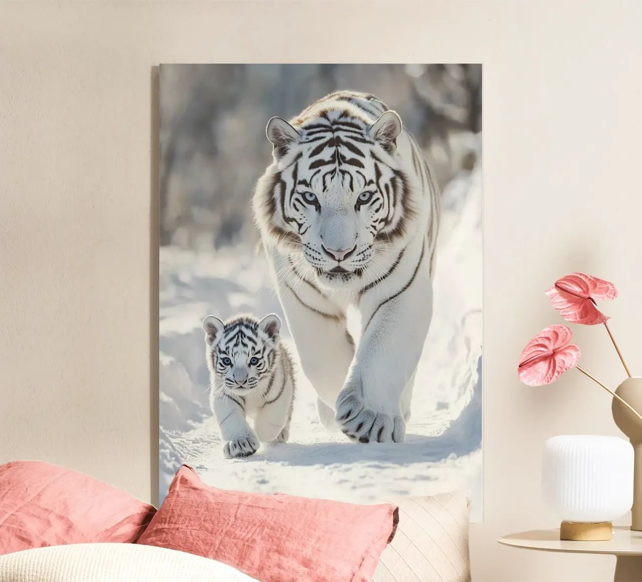 Tigri bianche nella neve plexiglass da HyggeHavn