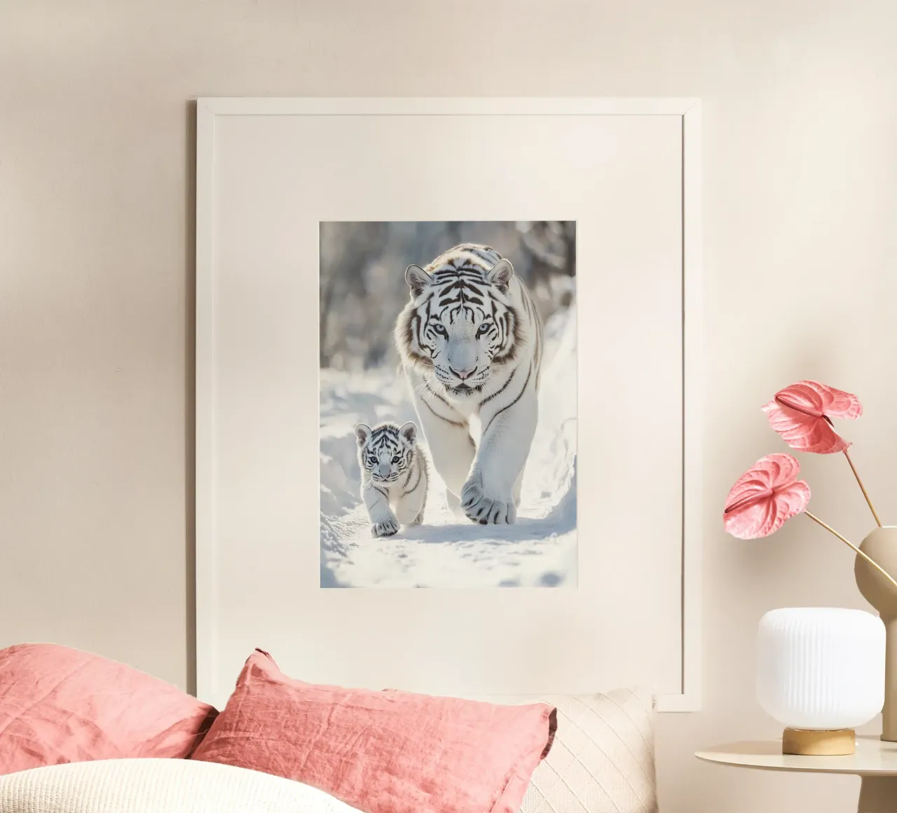 Tigri bianche nella neve carta hahnemühle da HyggeHavn