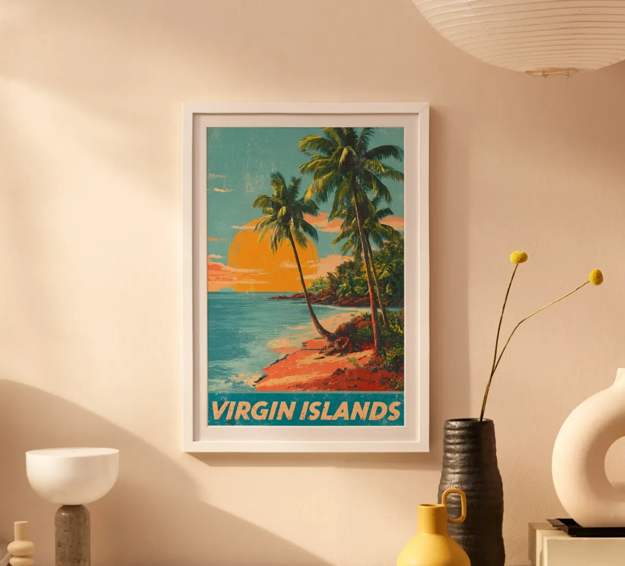 Jungferninseln vintage Reiseposter poster con telaio in legno da Vintage Travel Art