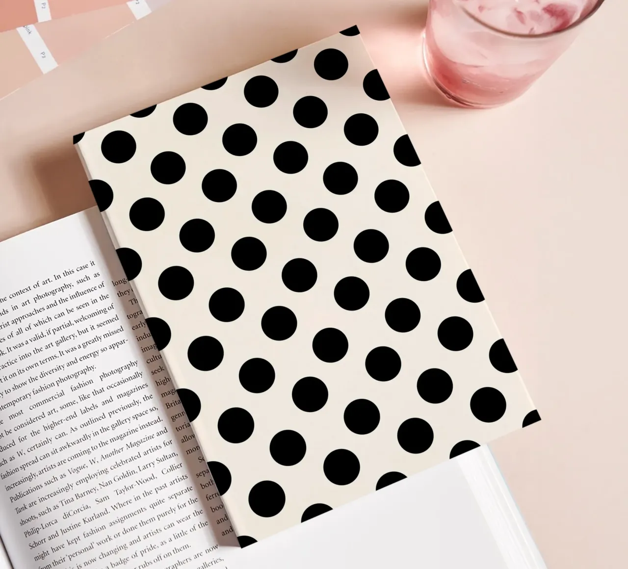 Black and white polka dots notebook by TijanaArtStudio88