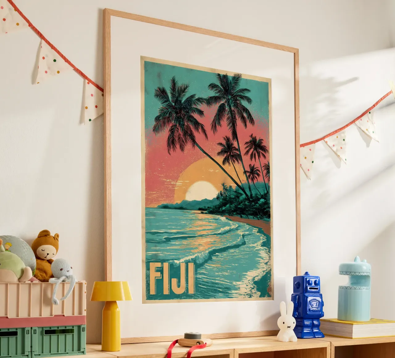 Fidschi vintage Reiseposter carta hahnemühle da Vintage Travel Art