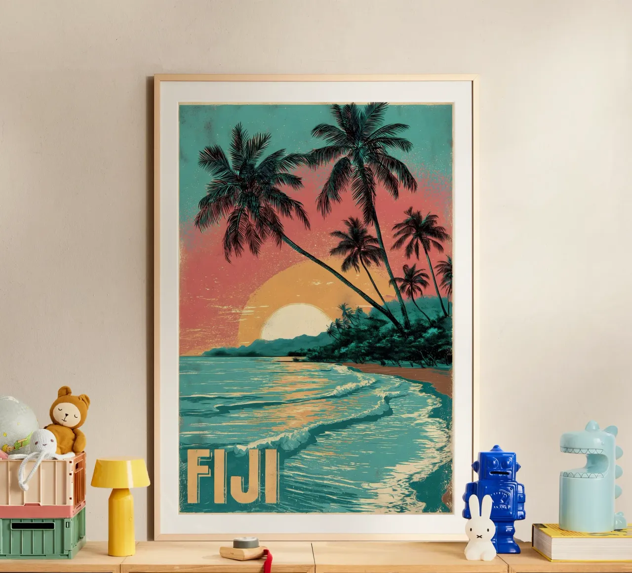 Fidschi vintage Reiseposter carta hahnemühle da Vintage Travel Art