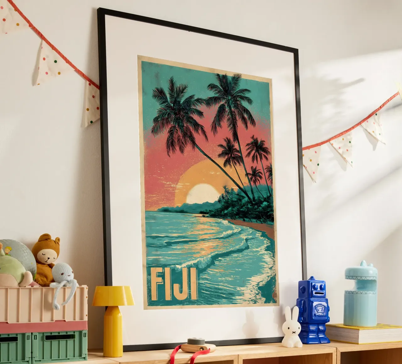 Fidschi vintage Reiseposter carta hahnemühle da Vintage Travel Art