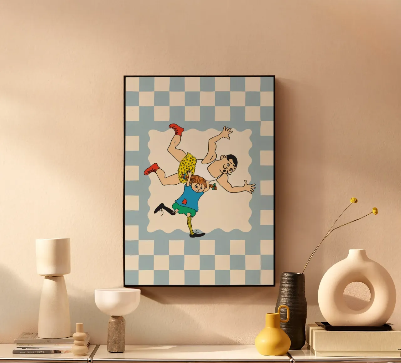 Poster di Pippi Calzelunghe e Adolf il Forte alluminio dibond da wongka shop