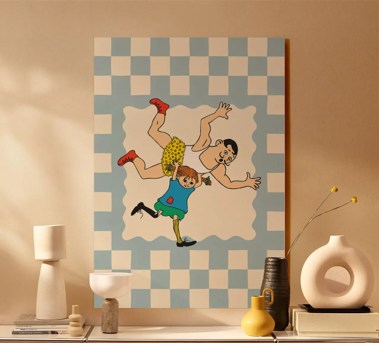 Poster di Pippi Calzelunghe e Adolf il Forte alluminio dibond da wongka shop