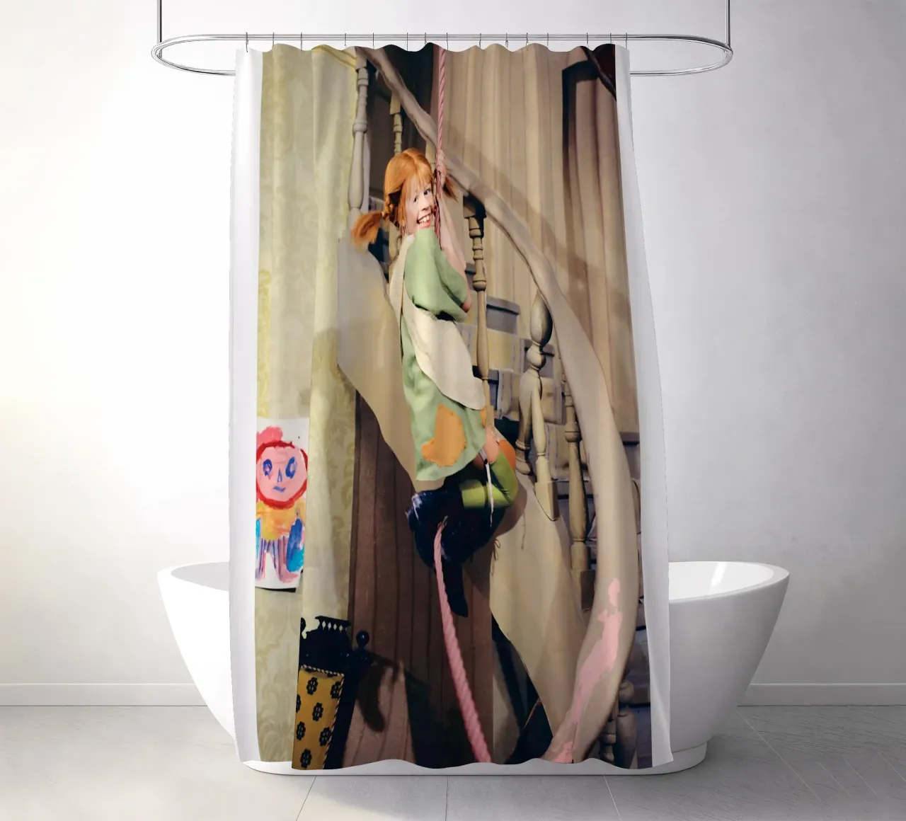 Poster per l'arrampicata di Pippi Calzelunghe tenda da doccia da wongka shop