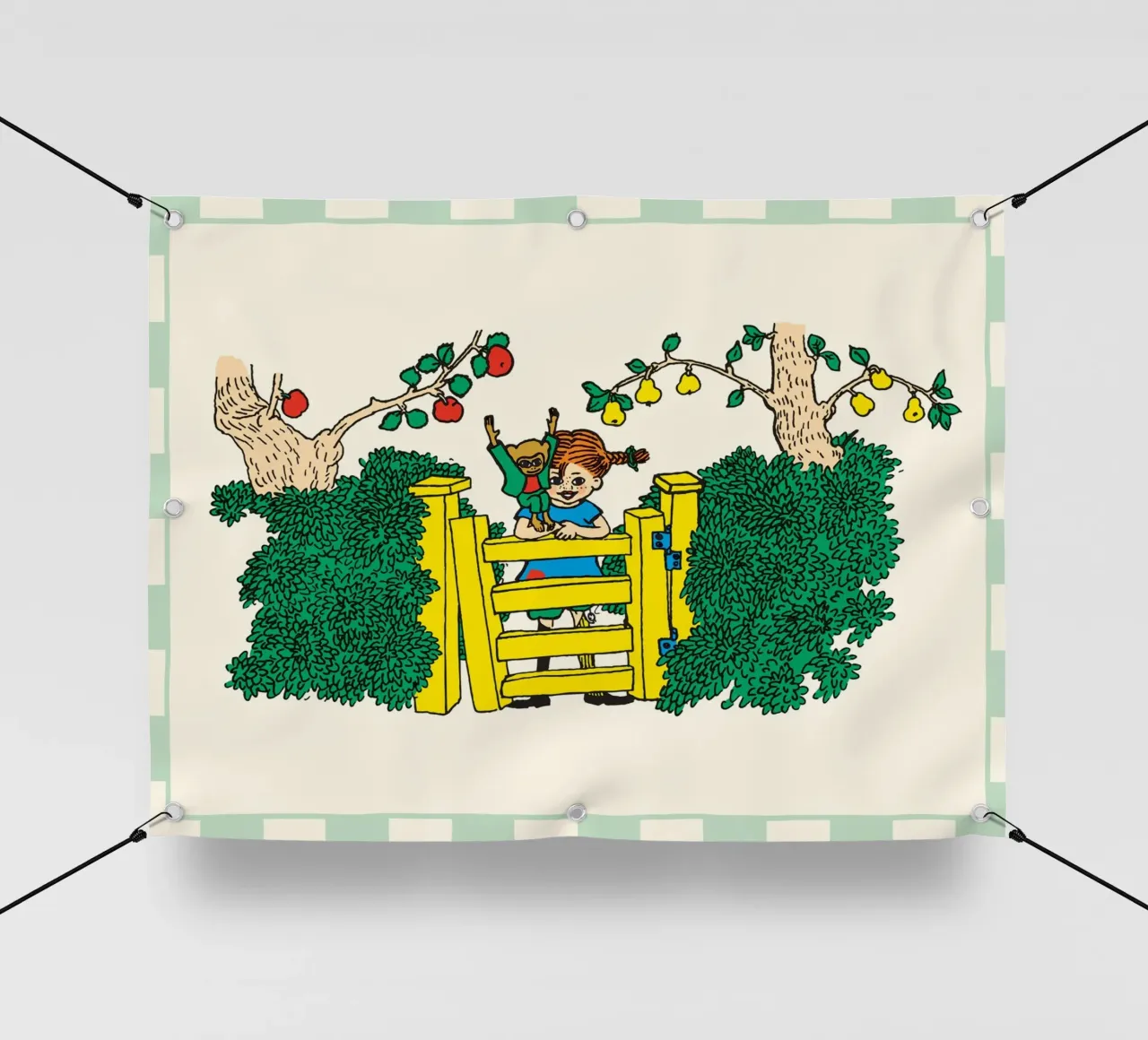 Poster di Pippi Calzelunghe in giardino telo in pvc da wongka shop