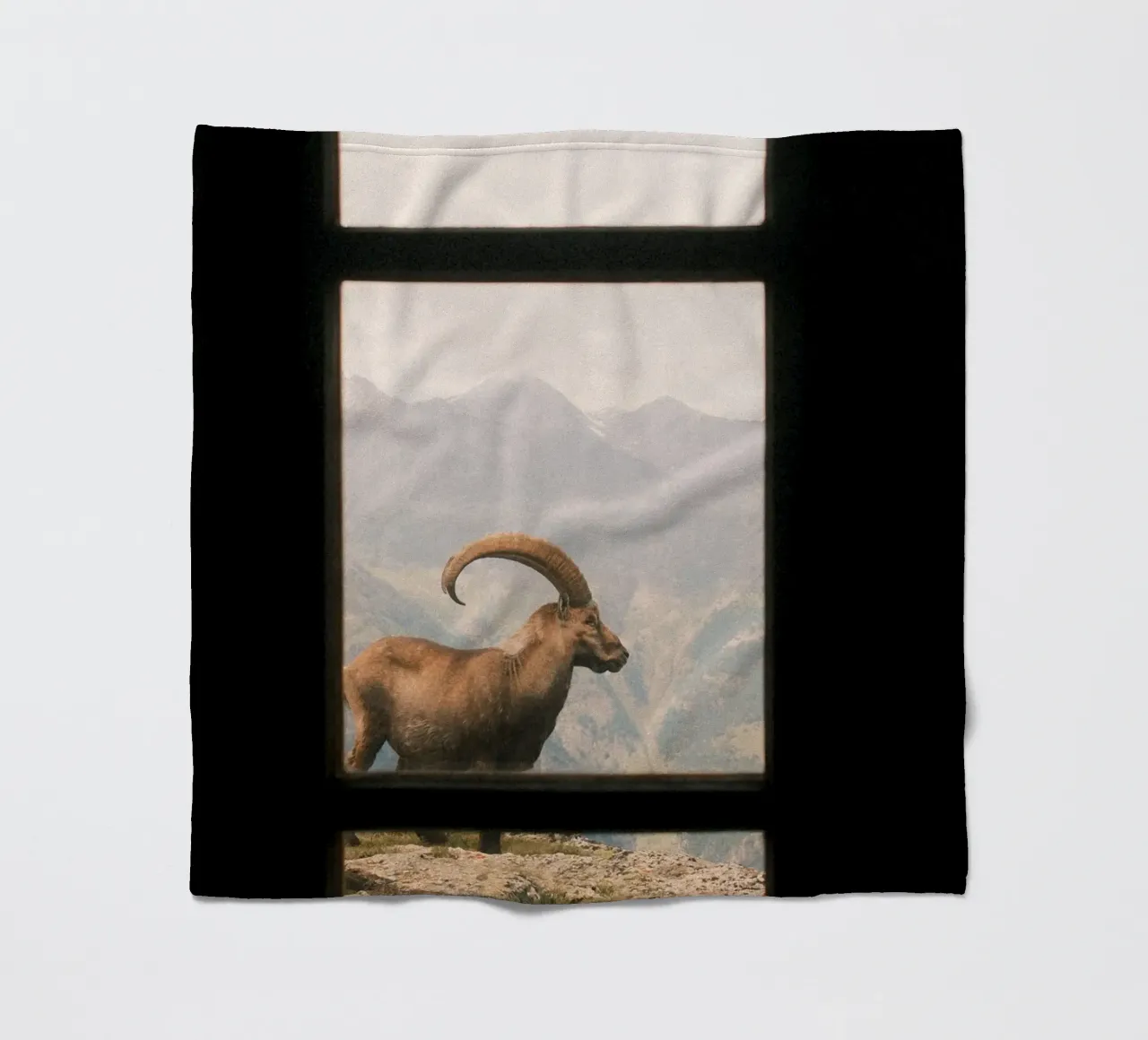 Alpine Ibex Vista: Mountain Majesty fleece blanket by FujiSwiss