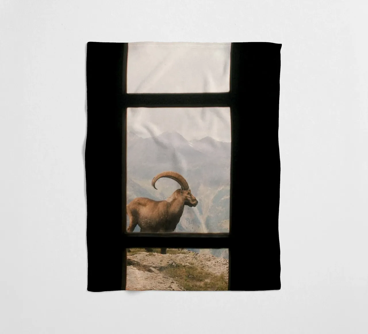 Alpine Ibex Vista: Mountain Majesty fleece blanket by FujiSwiss