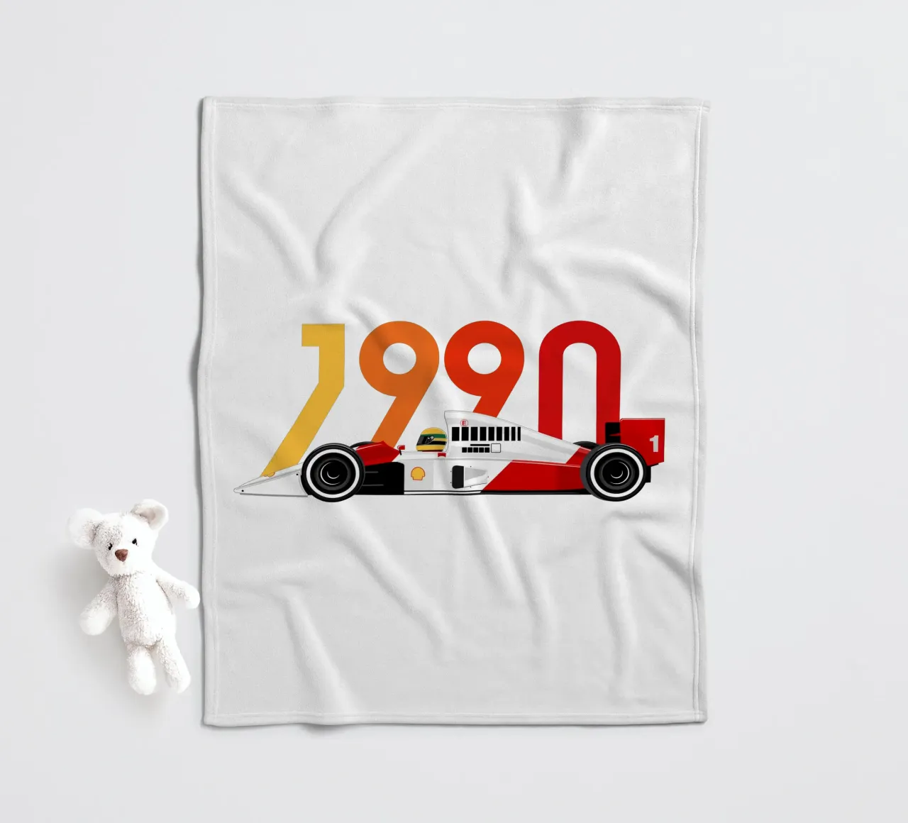 Auto da corsa di Formula 1990 coperta in pile da Mariel Toigo