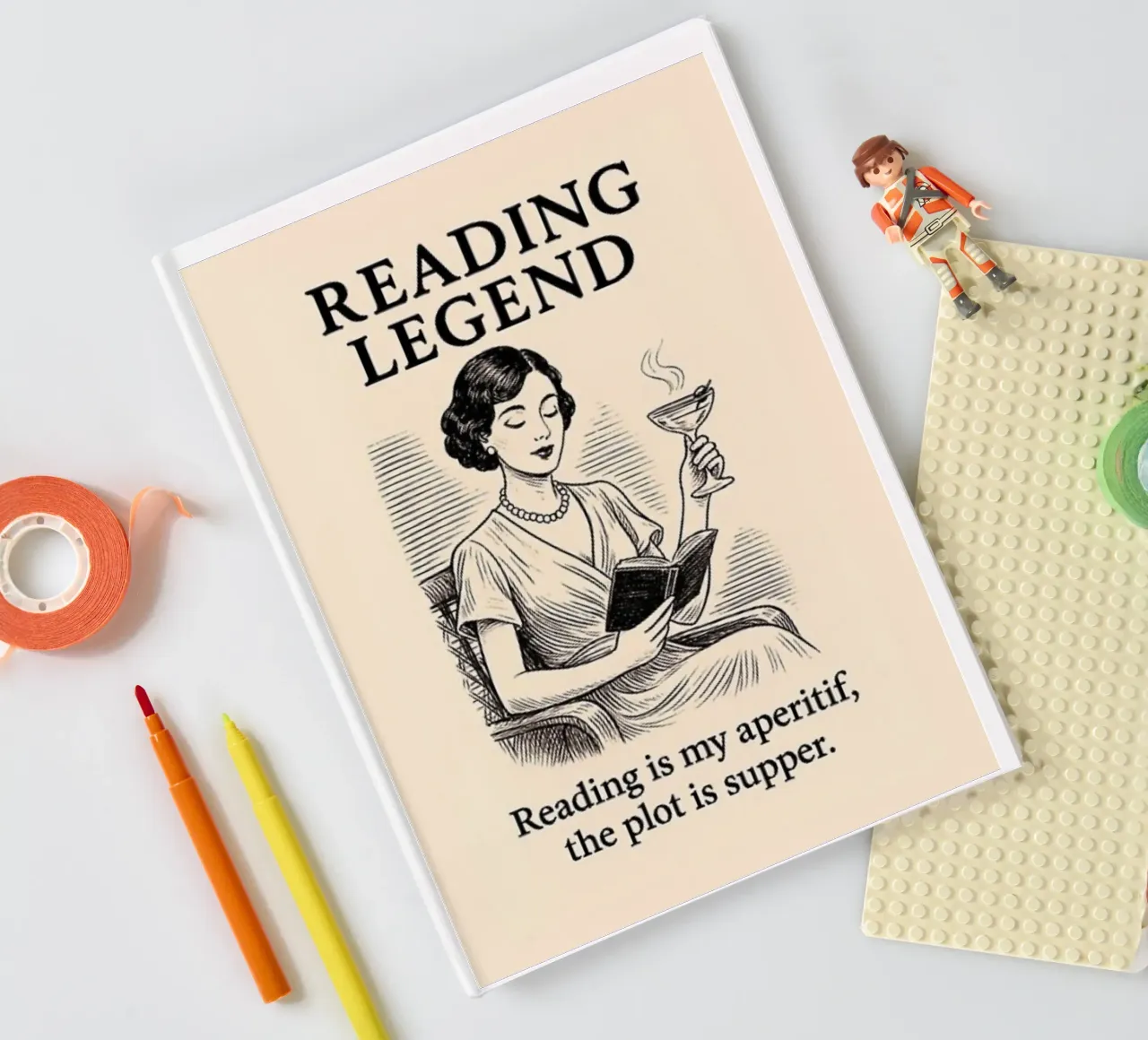Reading Legend notebook by Taika Tori Art