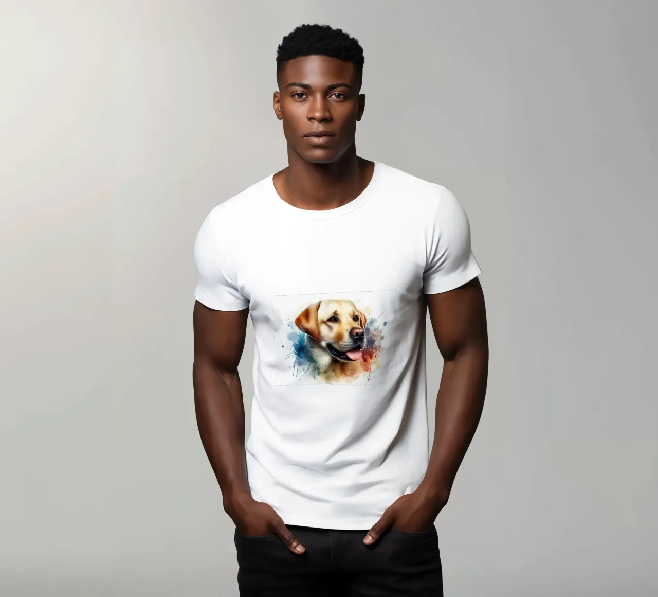 Ritratto ad acquerello di un Labrador dorato t-shirt da 🥝 KIWI STORE