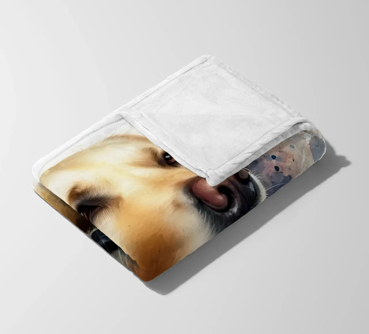 Ritratto ad acquerello di un Labrador dorato coperta in pile da 🥝 KIWI STORE
