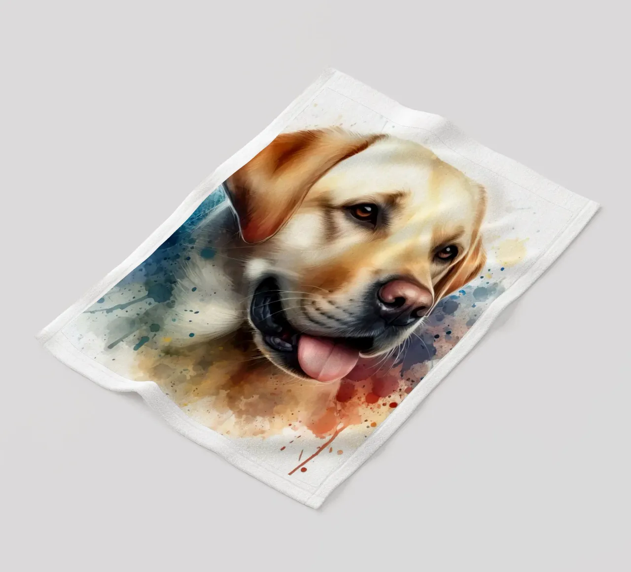 Ritratto ad acquerello di un Labrador dorato coperta in pile da 🥝 KIWI STORE