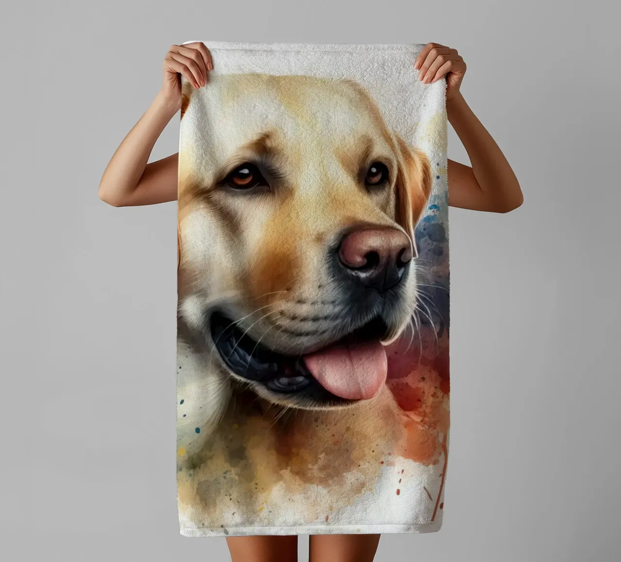Portrait à l'aquarelle d'un Labrador doré serviette de bain de 🥝 KIWI STORE