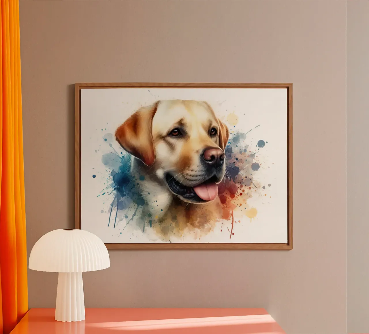 Ritratto ad acquerello di un Labrador dorato alluminio dibond da 🥝 KIWI STORE