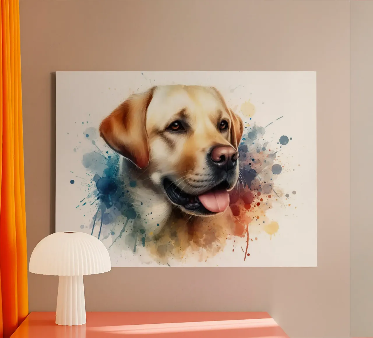 Ritratto ad acquerello di un Labrador dorato tela con Cornice a cassetta da 🥝 KIWI STORE