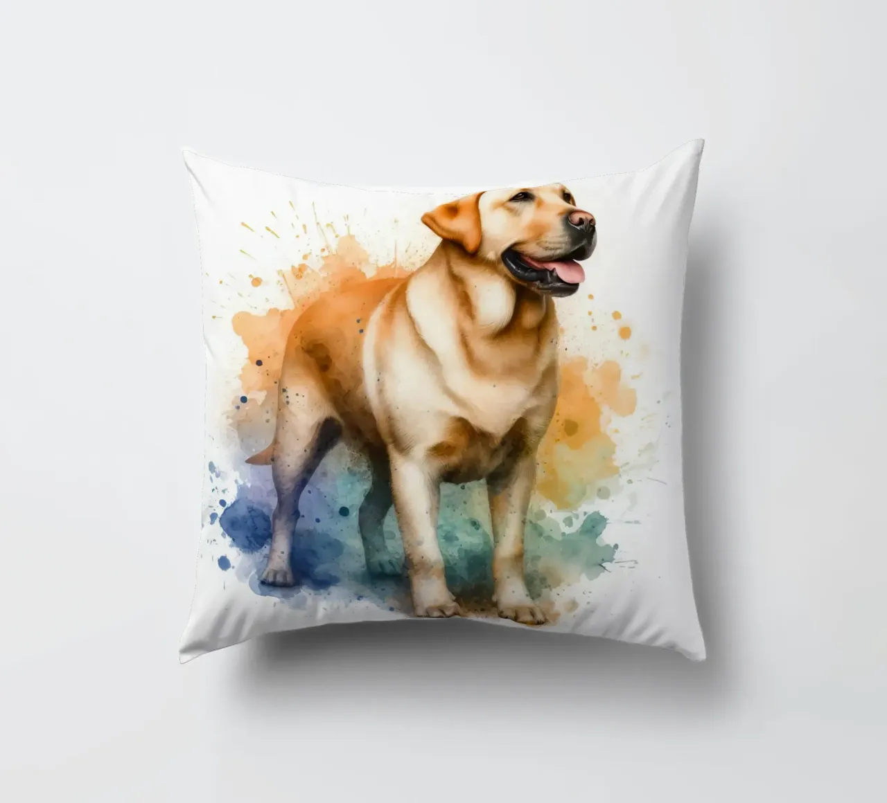 Ritratto ad acquerello di un Labrador dorato cuscino da 🥝 KIWI STORE