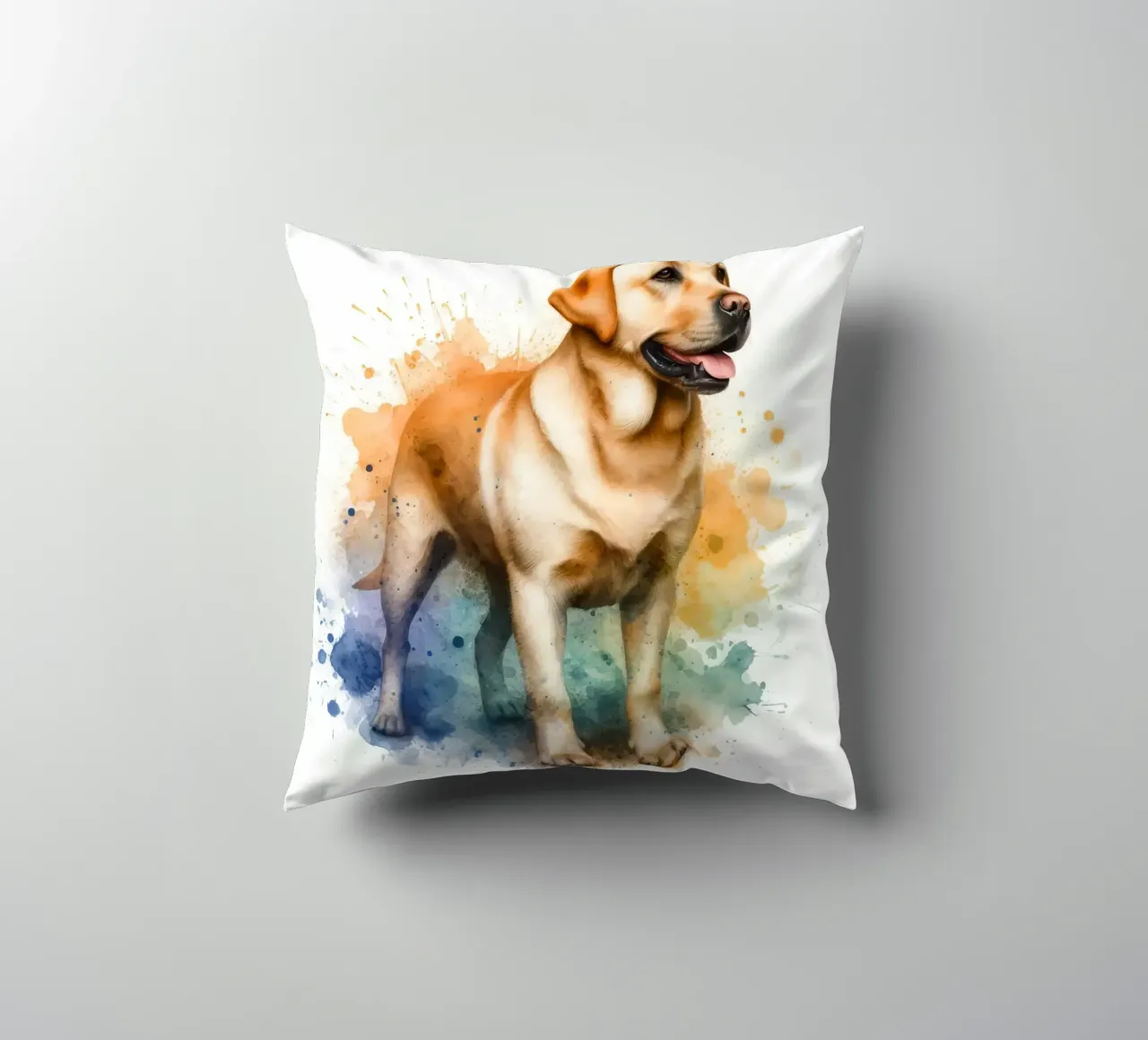 Ritratto ad acquerello di un Labrador dorato cuscino da 🥝 KIWI STORE