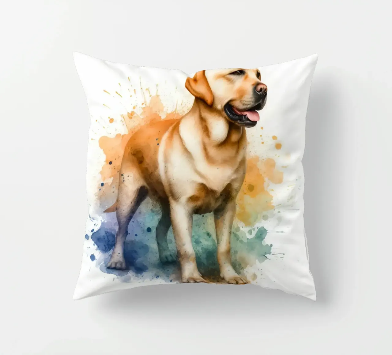 Ritratto ad acquerello di un Labrador dorato cuscino da 🥝 KIWI STORE