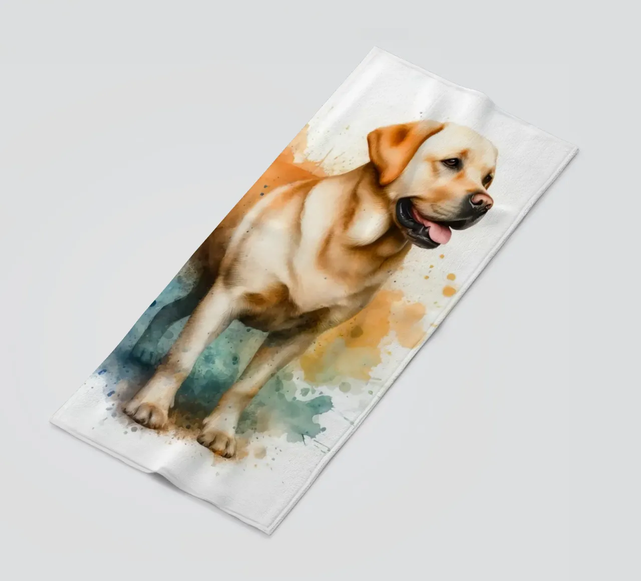 Ritratto ad acquerello di un Labrador dorato telo mare da 🥝 KIWI STORE