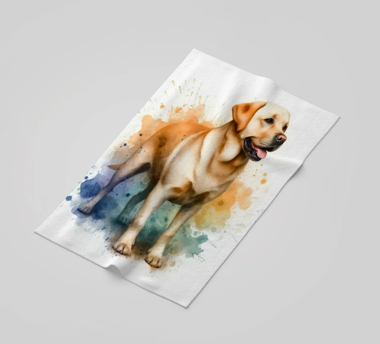Ritratto ad acquerello di un Labrador dorato telo mare da 🥝 KIWI STORE