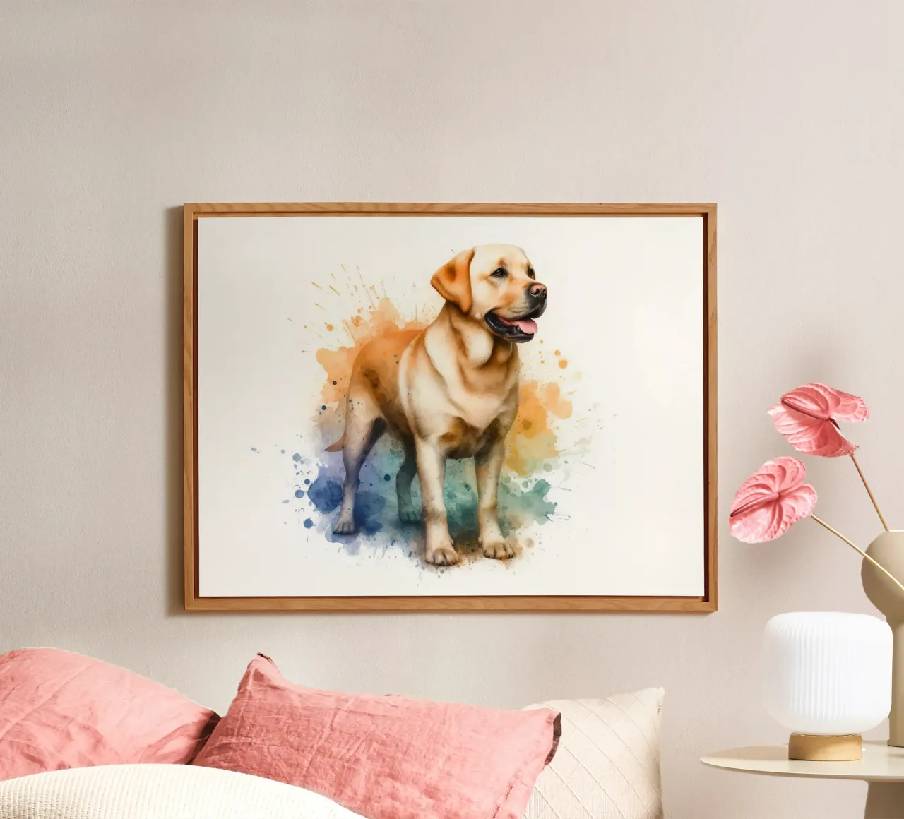 Ritratto ad acquerello di un Labrador dorato alluminio dibond da 🥝 KIWI STORE