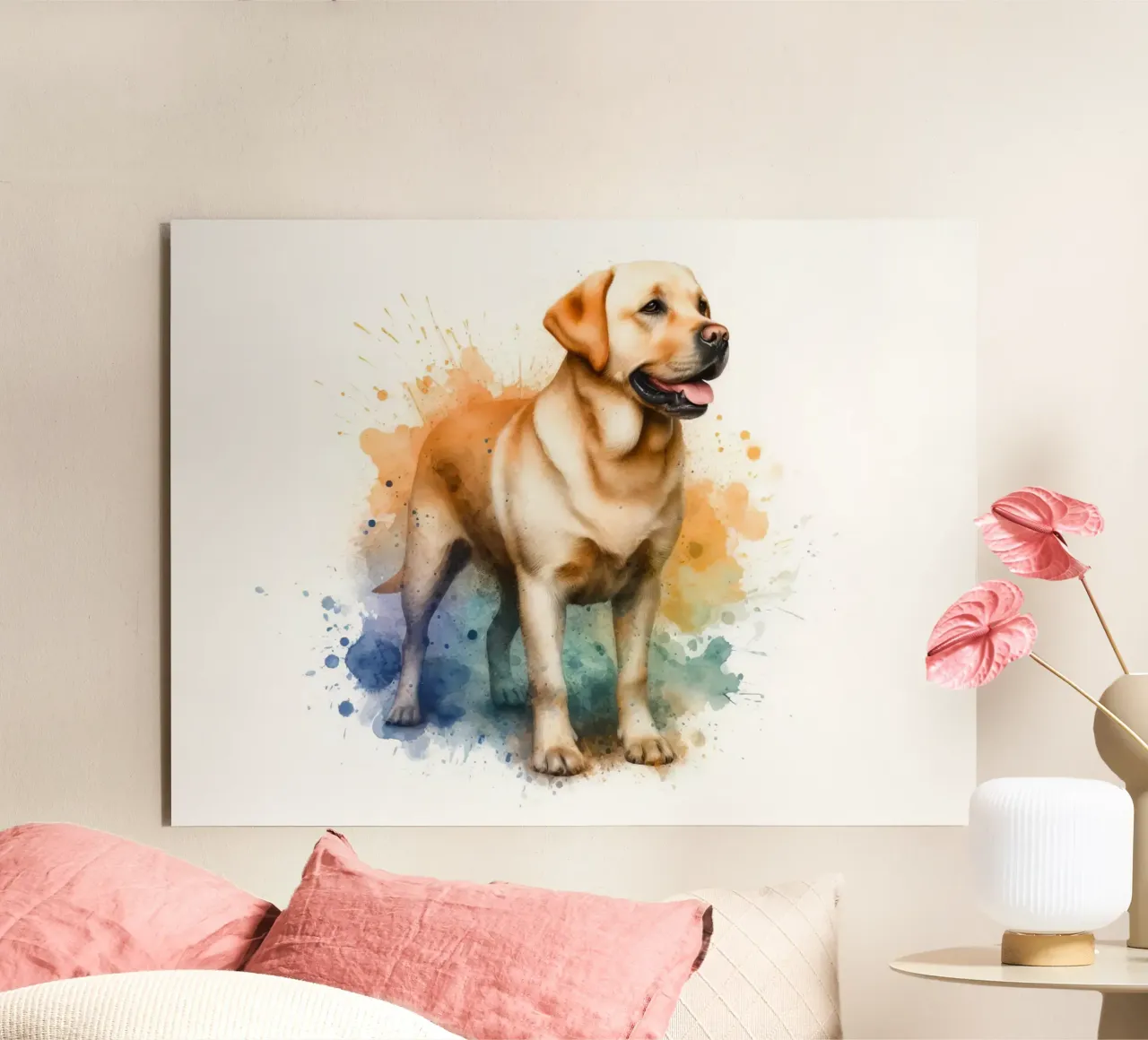 Ritratto ad acquerello di un Labrador dorato alluminio dibond da 🥝 KIWI STORE