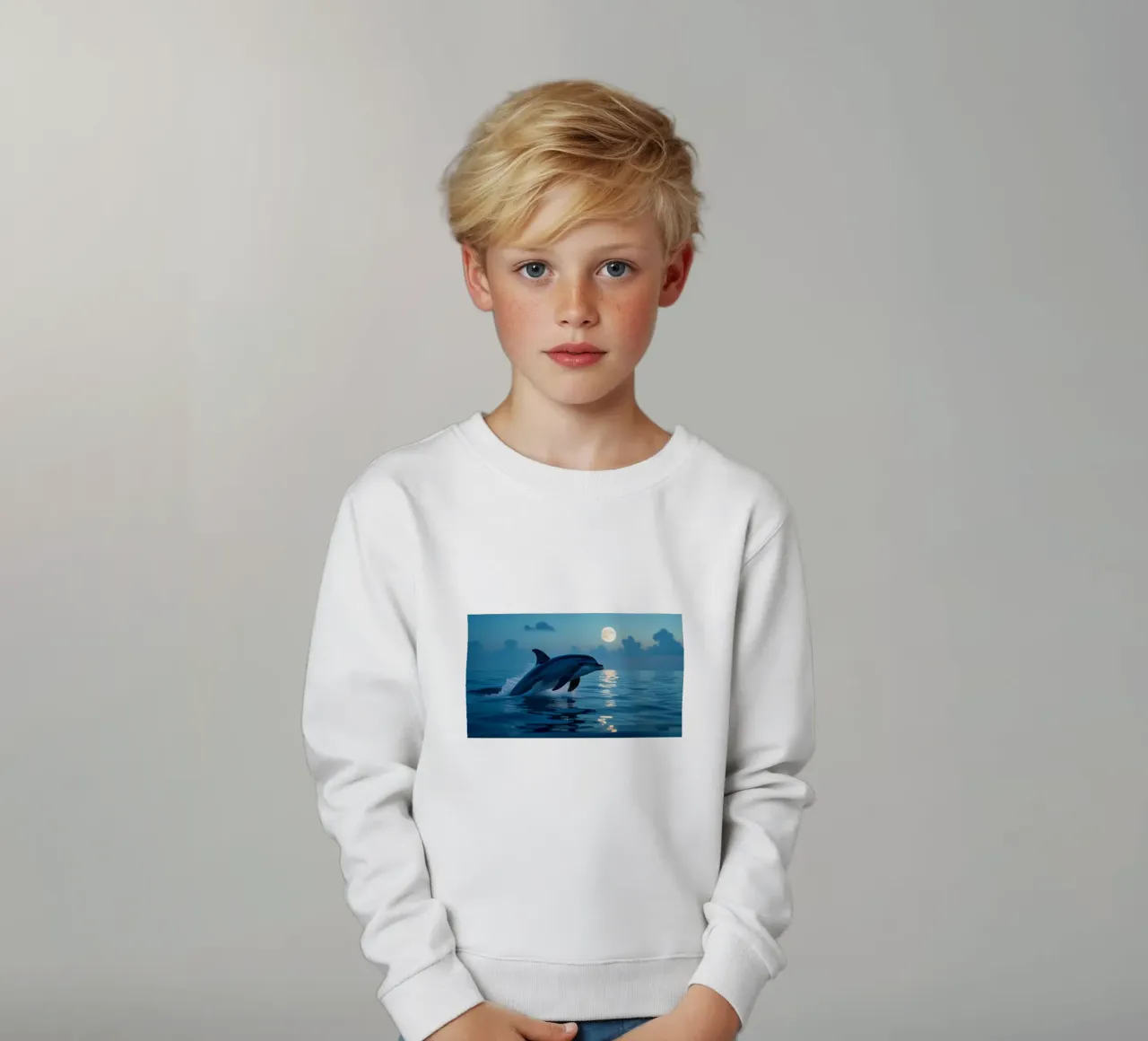 Springende dolfijn in de schemering kinder sweatshirt van Wild Beauty