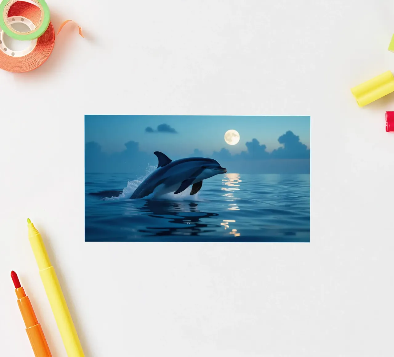 Springende dolfijn in de schemering sticker van Wild Beauty