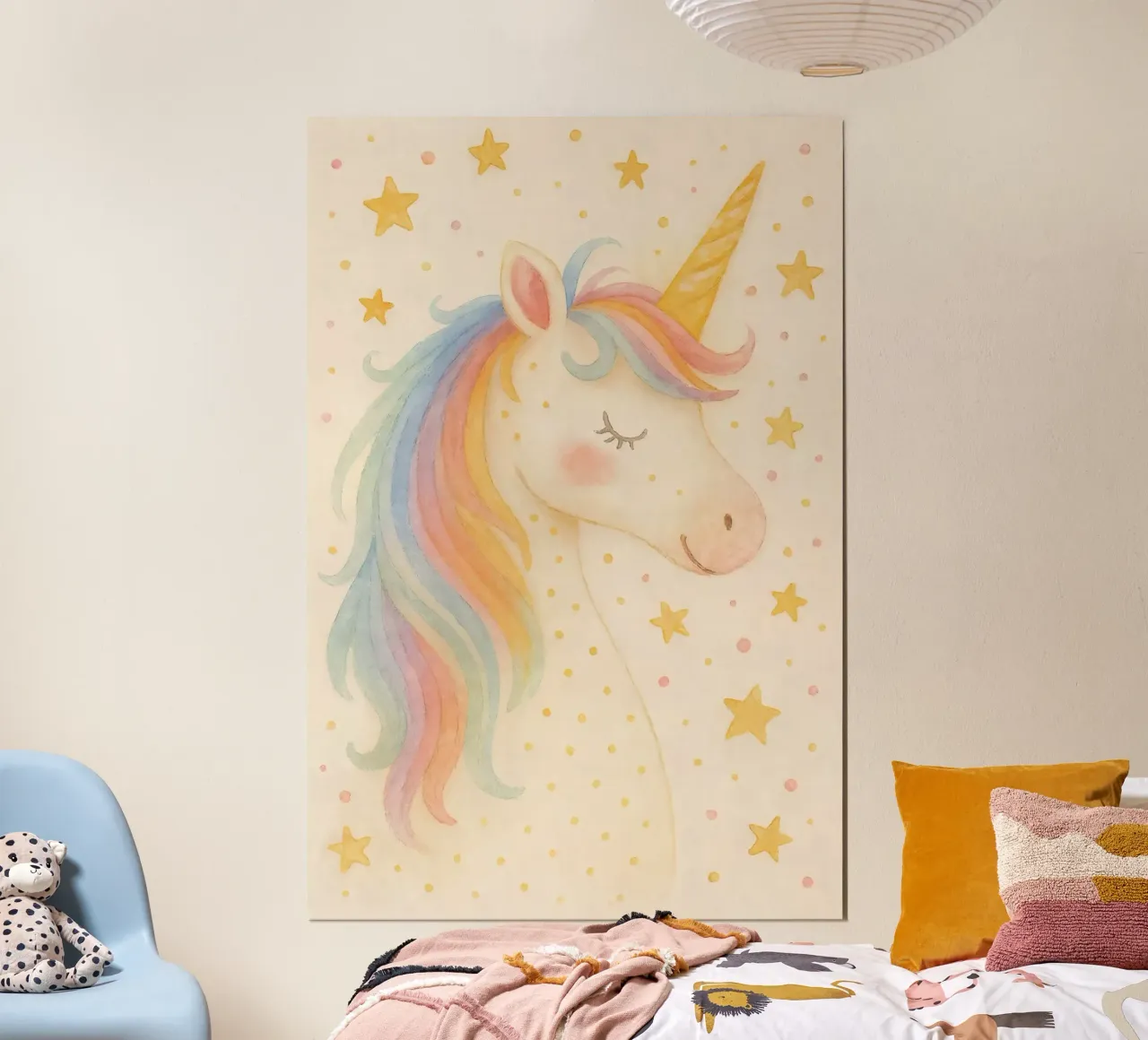 Deseos mágicos de unicornio poster con marco de madera de KidzStudio