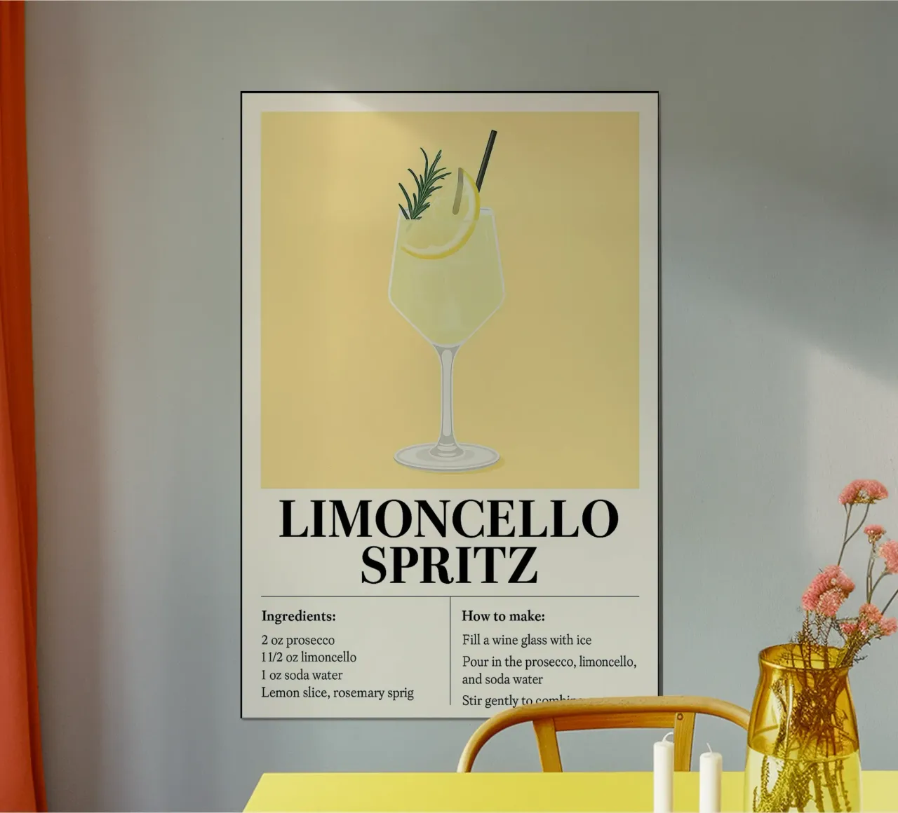 How to make Limoncello Spritz poster with wooden frame by KevKon